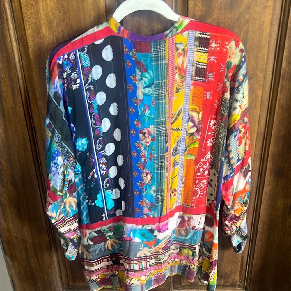 Johnny Was Eyelet Multicolor Patchwork Blouse - image 8